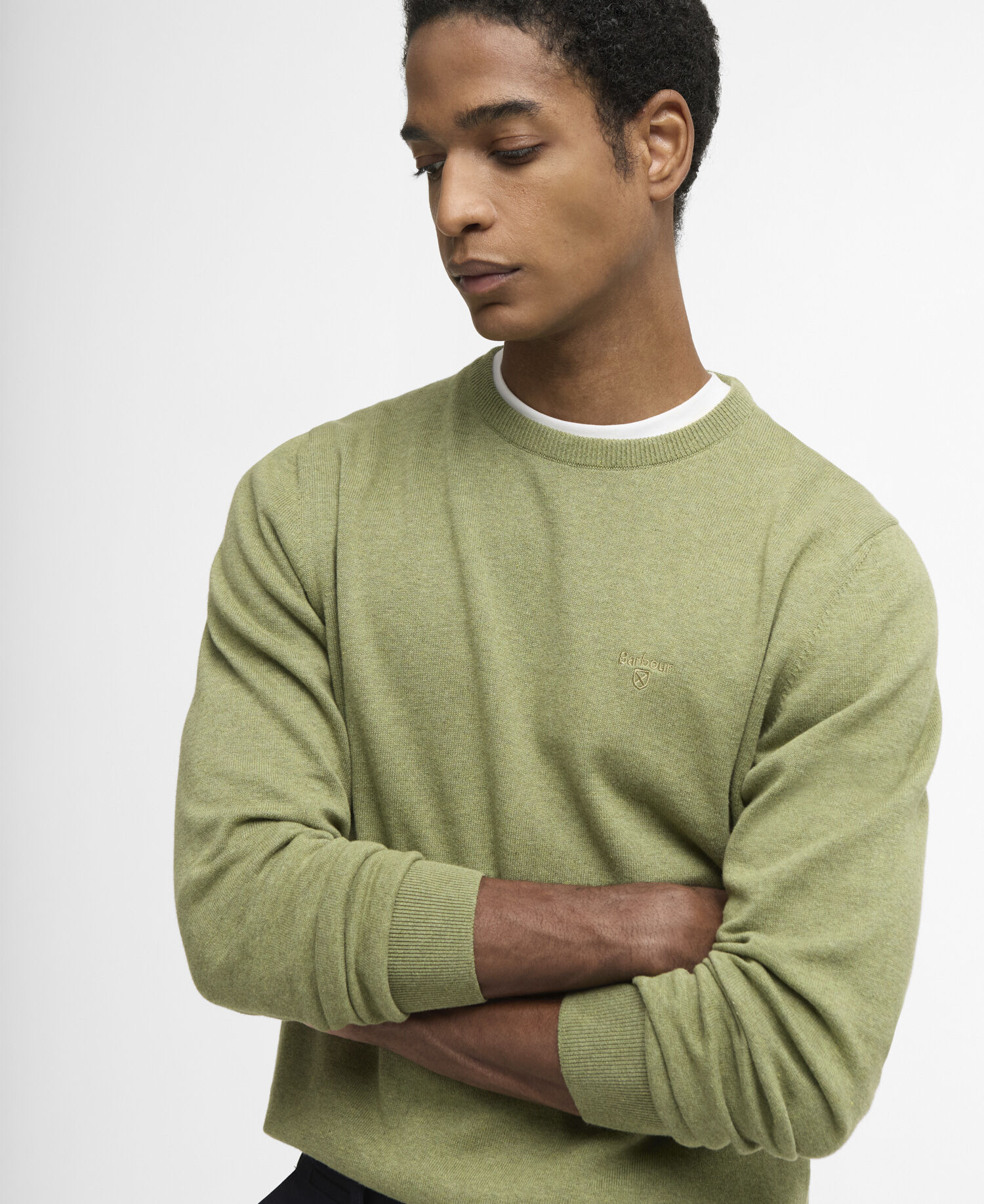 Pima Cotton Crew Neck Jumper Laurel Green