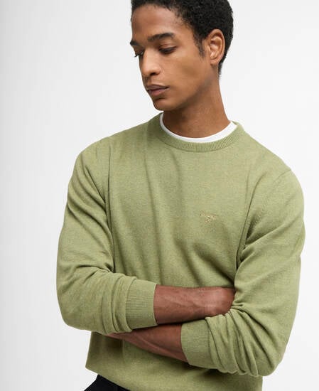 Pima Cotton Crew Neck Jumper Laurel Green