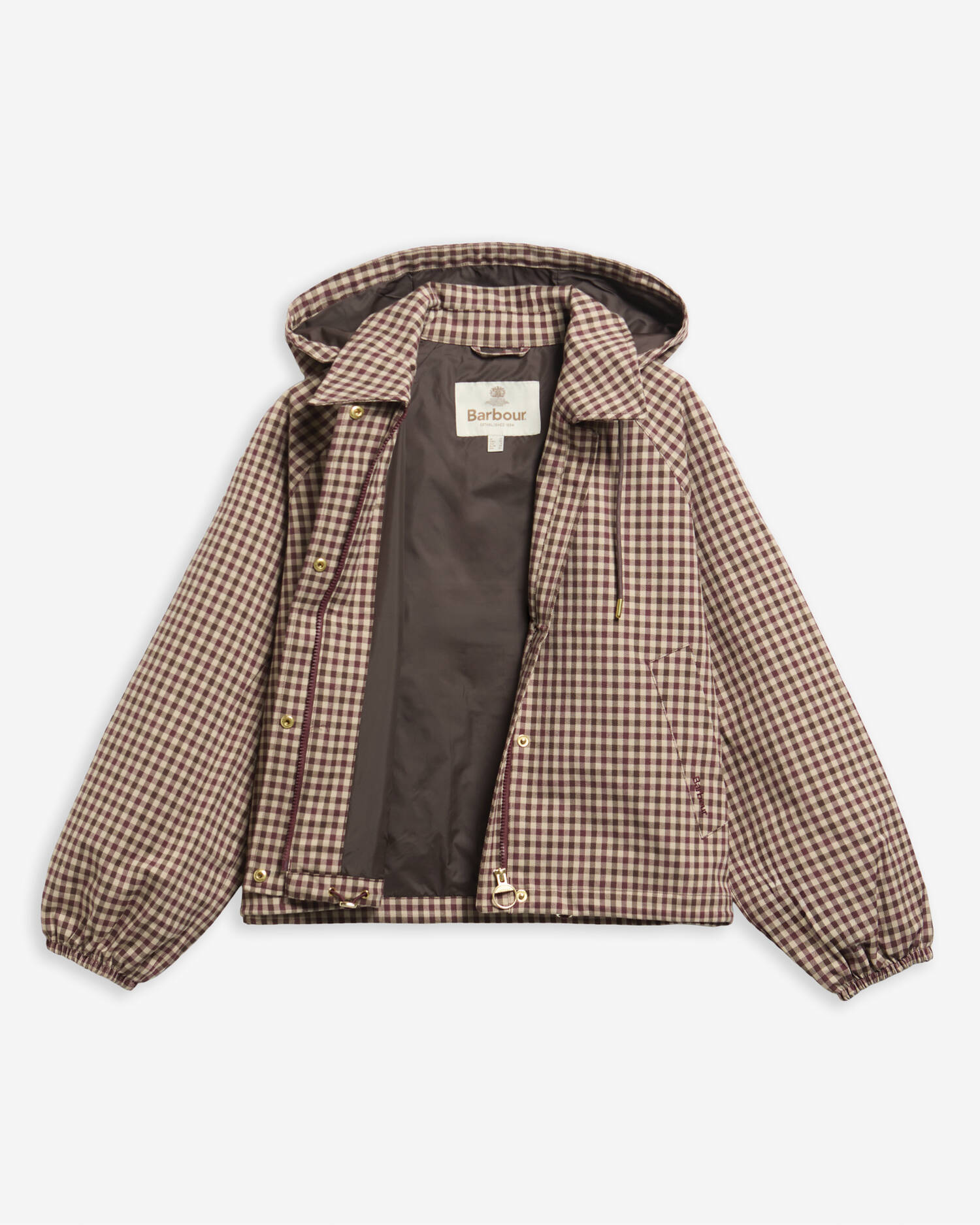 Audrey Showerproof Jacket Cranberry/Brown Gingham image number 4