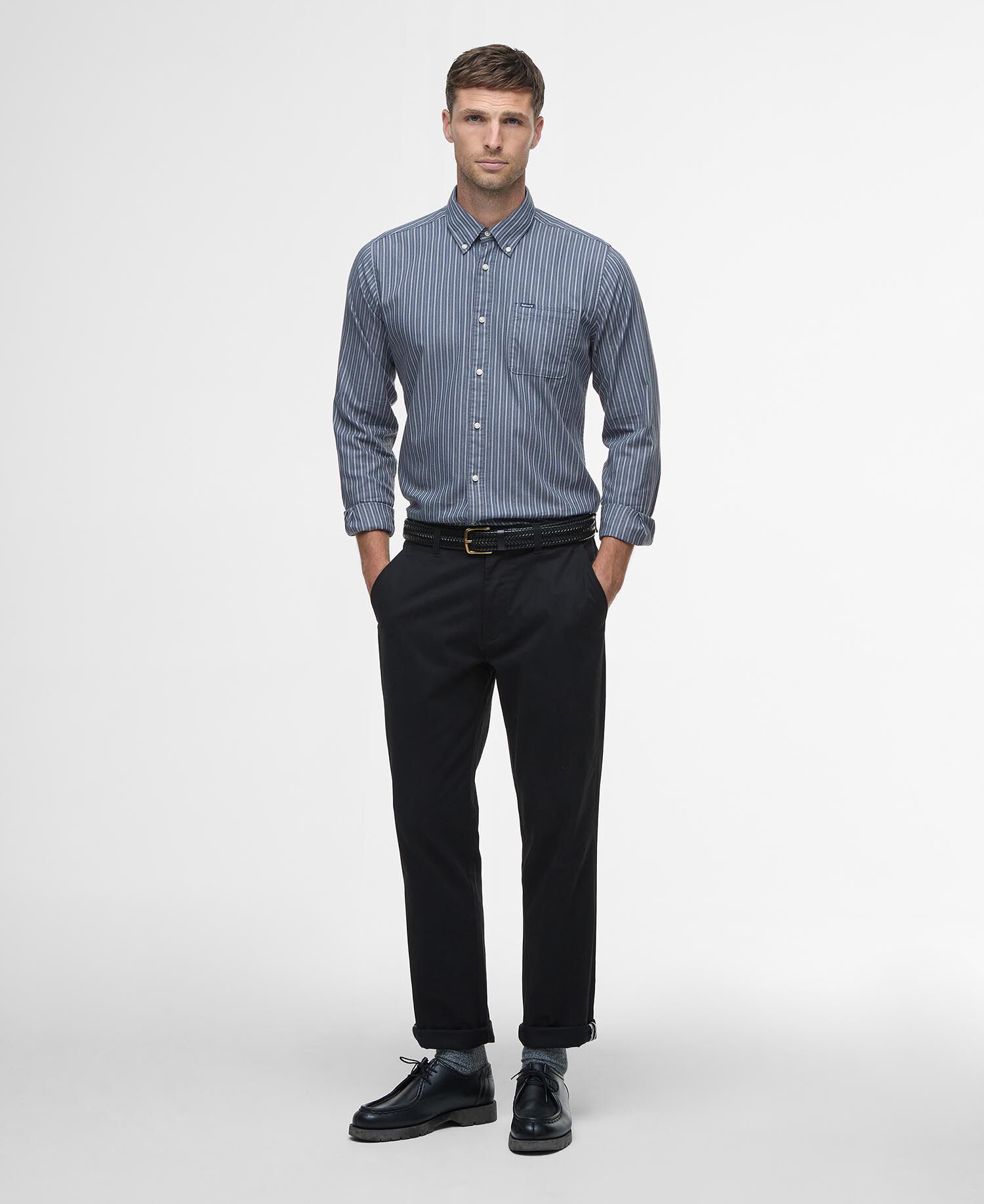 Camicia a maniche lunghe dalla vestibilit&agrave; leggermente aderente Longfield Navy