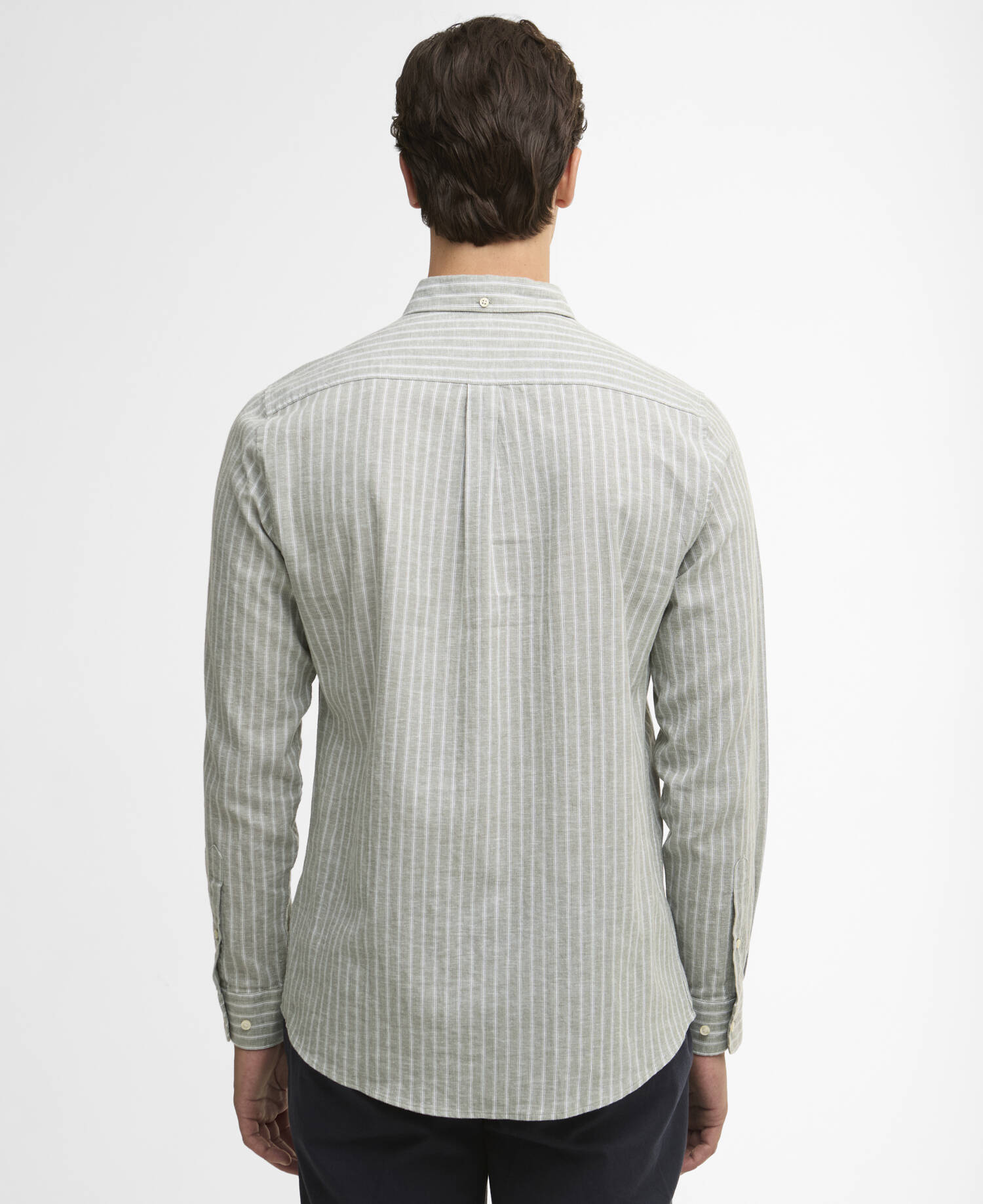 Camicia a maniche lunghe a righe dalla vestibilit&agrave; leggermente aderente Nelson Bleached Olive image number 2