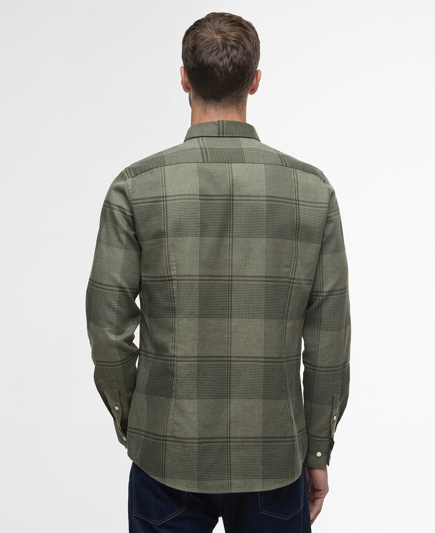 Heaney Checked Tailored Shirt Olive