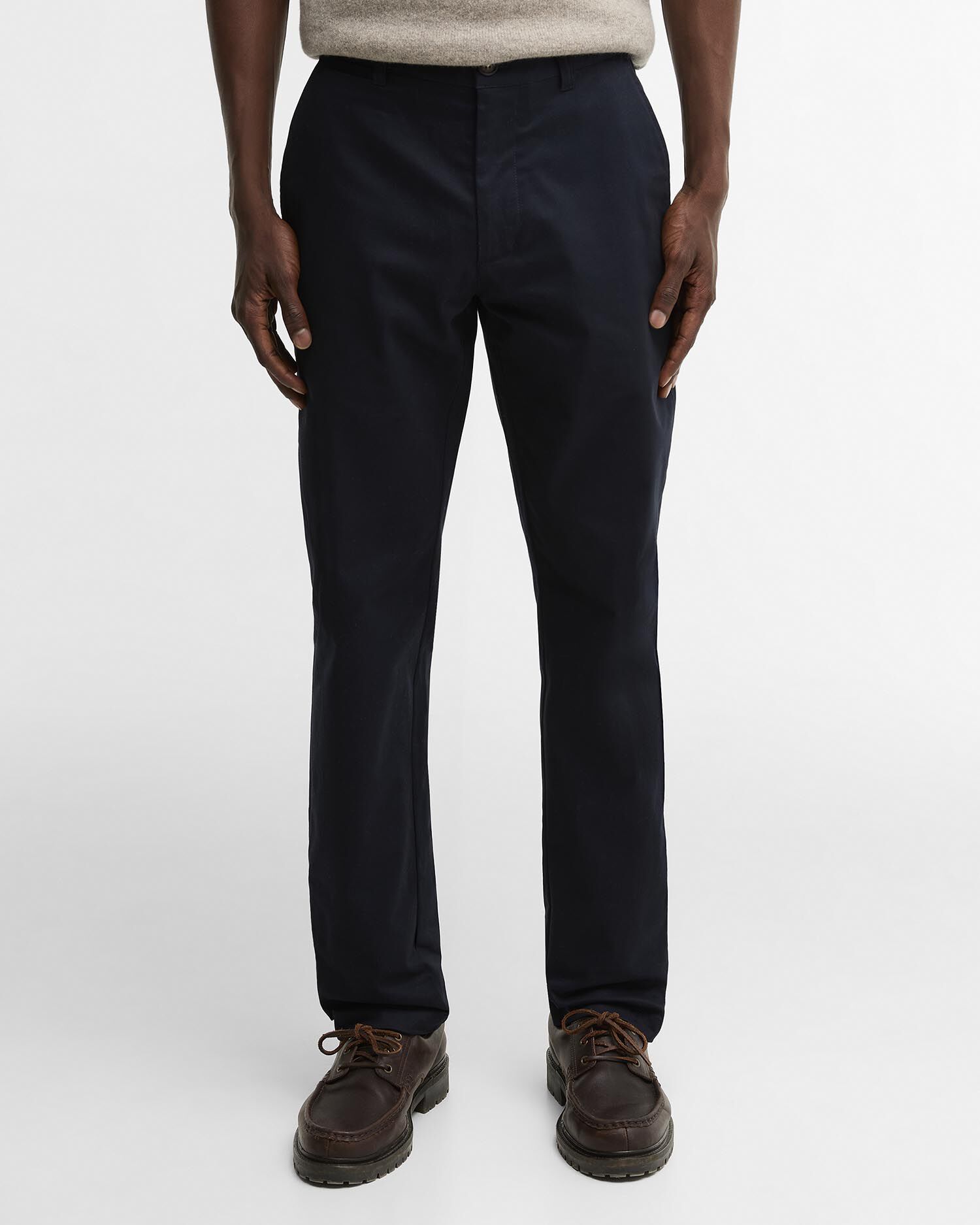Suede Sateen Tailored Trousers Dark Navy