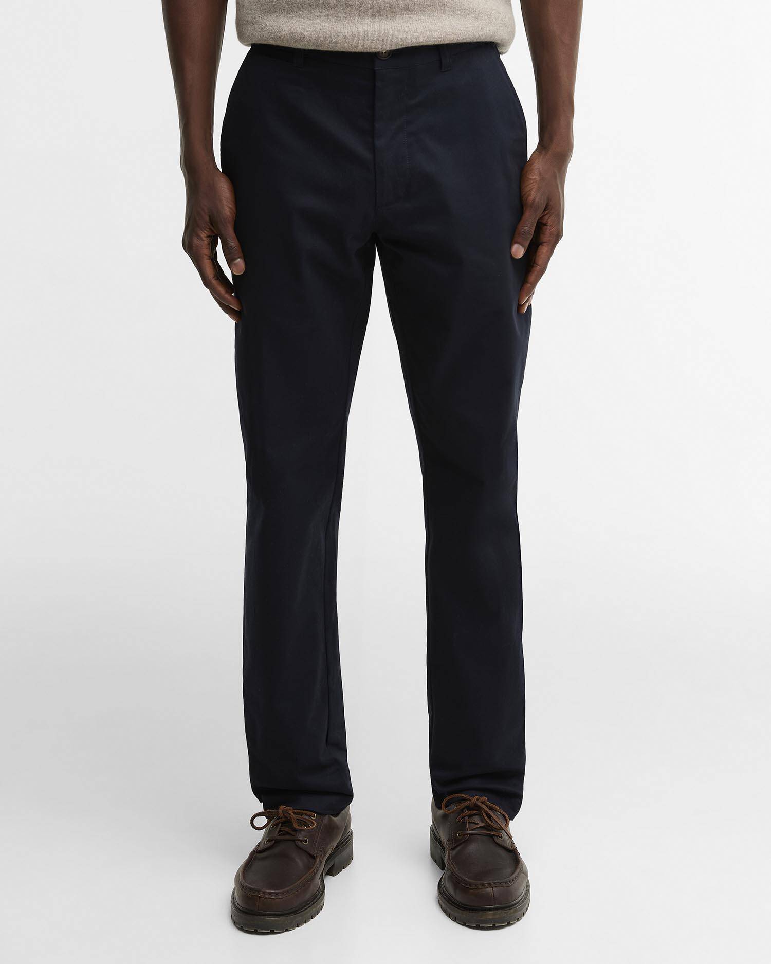 Suede Sateen Tailored Trousers Dark Navy image number 1