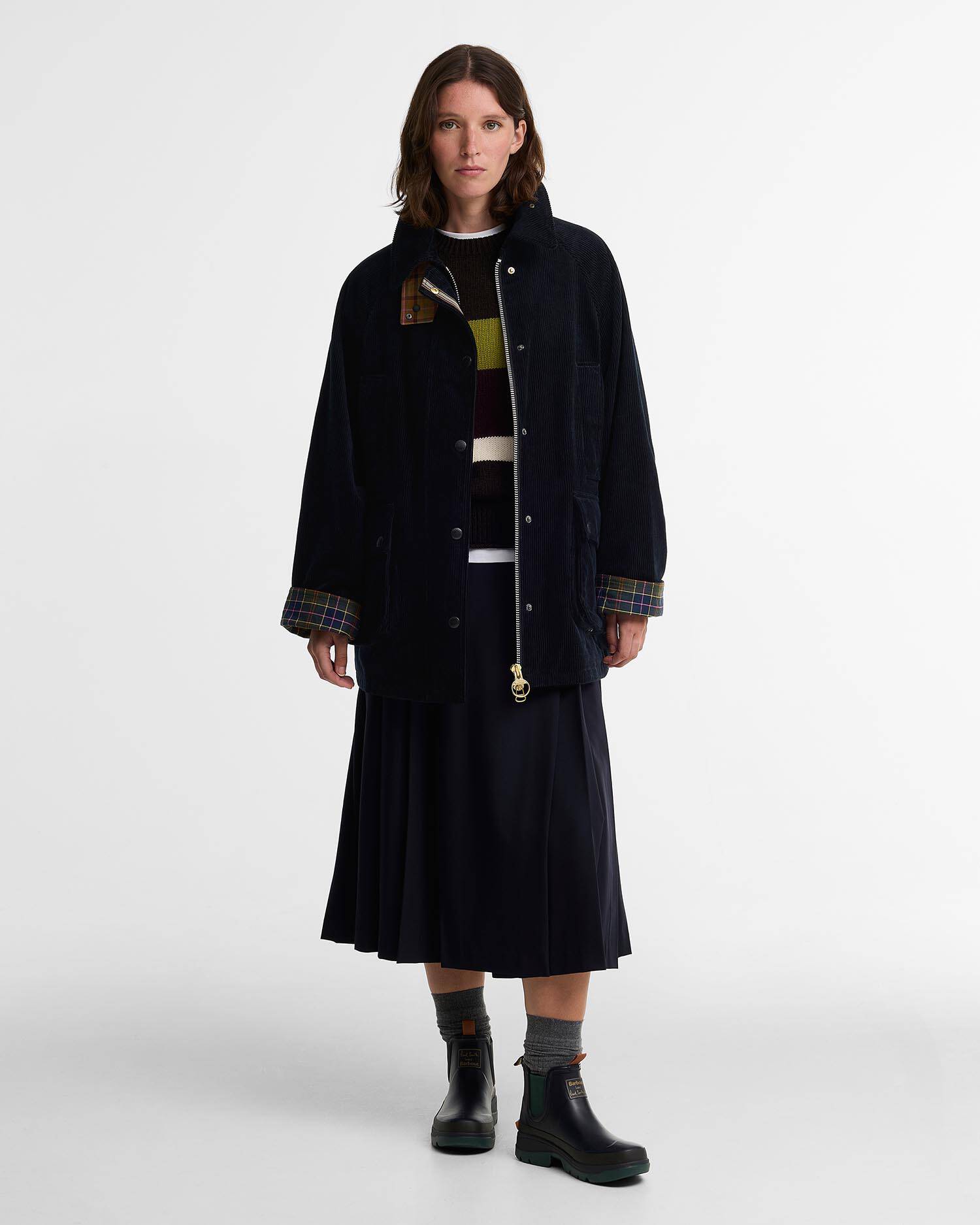 Paul Smith Loves Barbour Women's Cord Beaufort Casual Jacket Dk Navy/Classic/Muted image number 1
