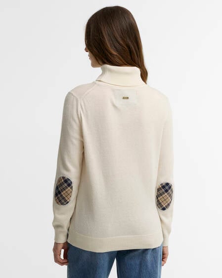 Rollkragenpullover Pendle Ecru/Birchwood Tartan