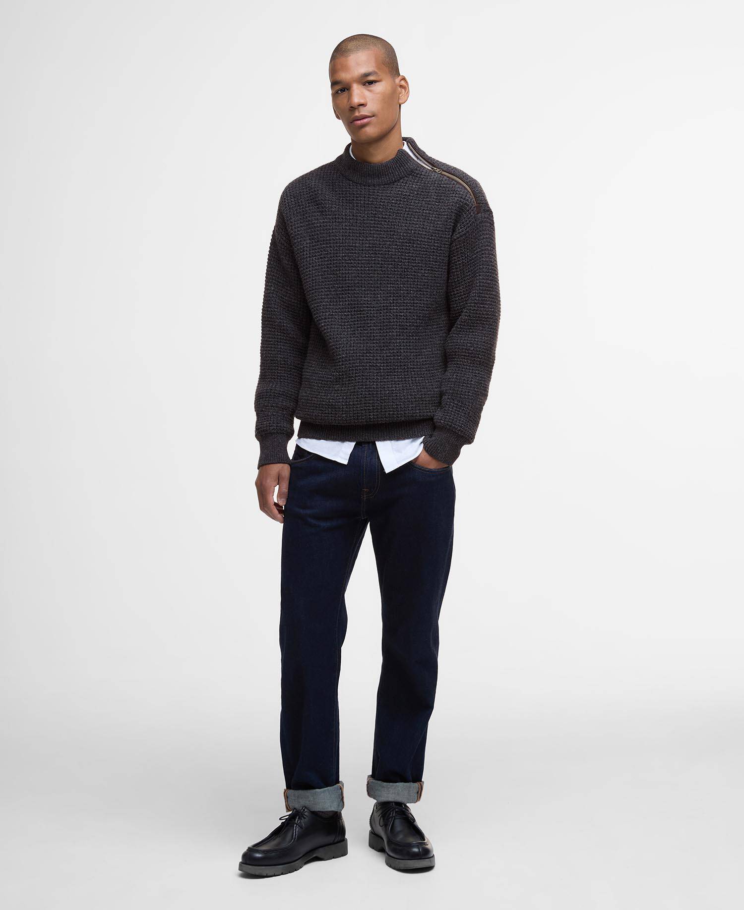 Maglione lavorato texturizzato Gearstone Charcoal Marl image number 1