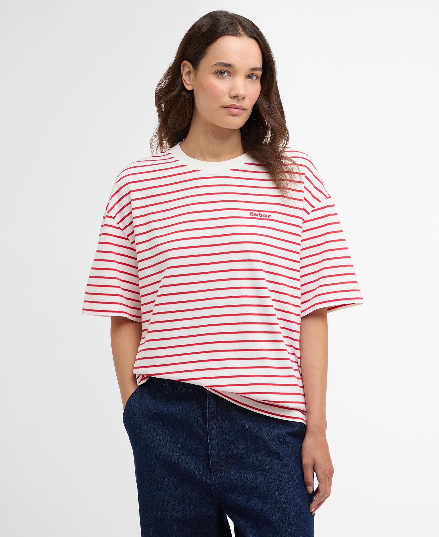 T-shirt Oakley con motivo a righe Poppy Red Stripe