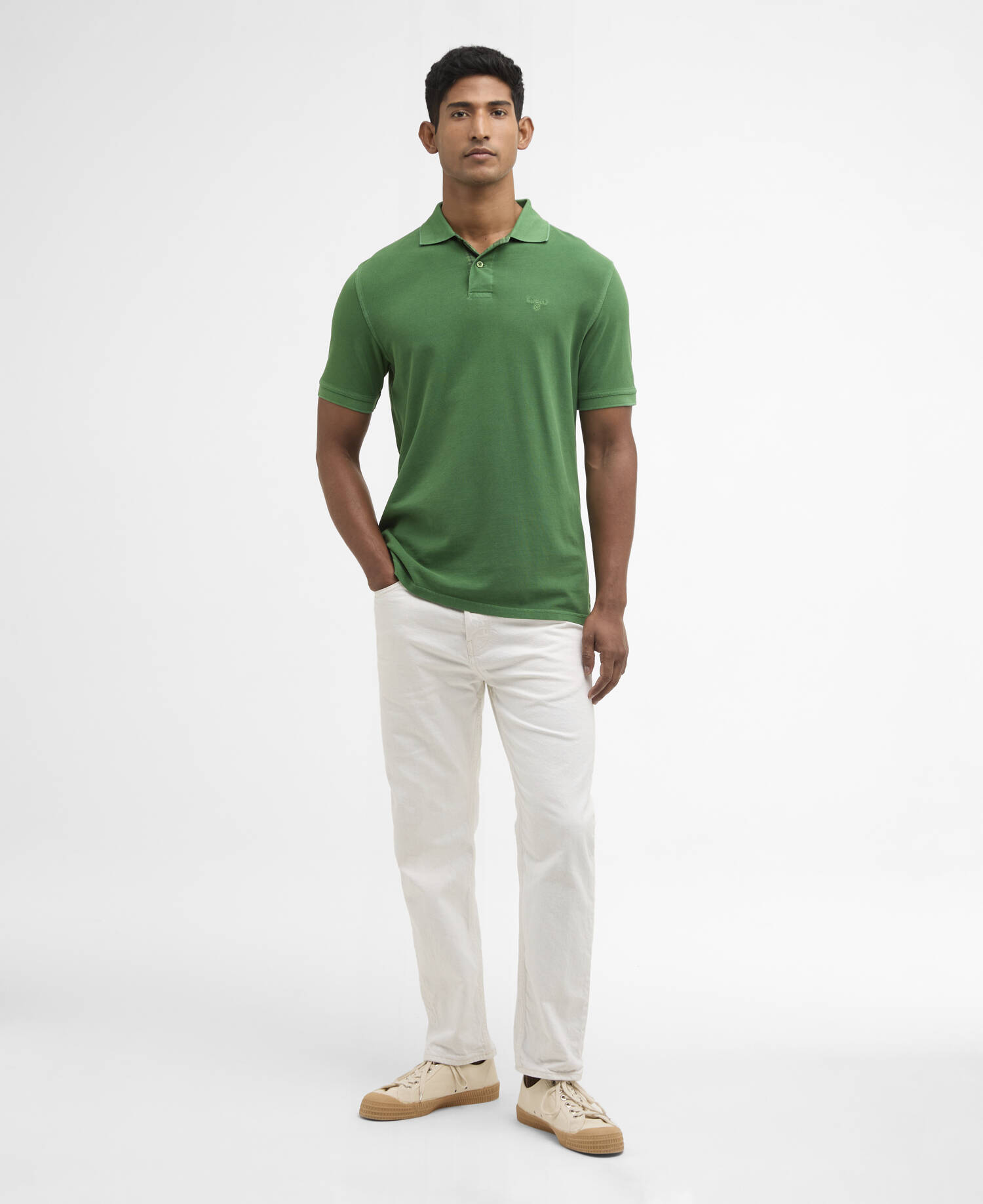 Washed Tartan Tailored Pique Polo Washed Green image number 1
