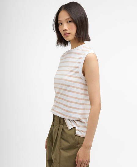Debbie Striped Sleeveless Top Pebble Pink Stripe
