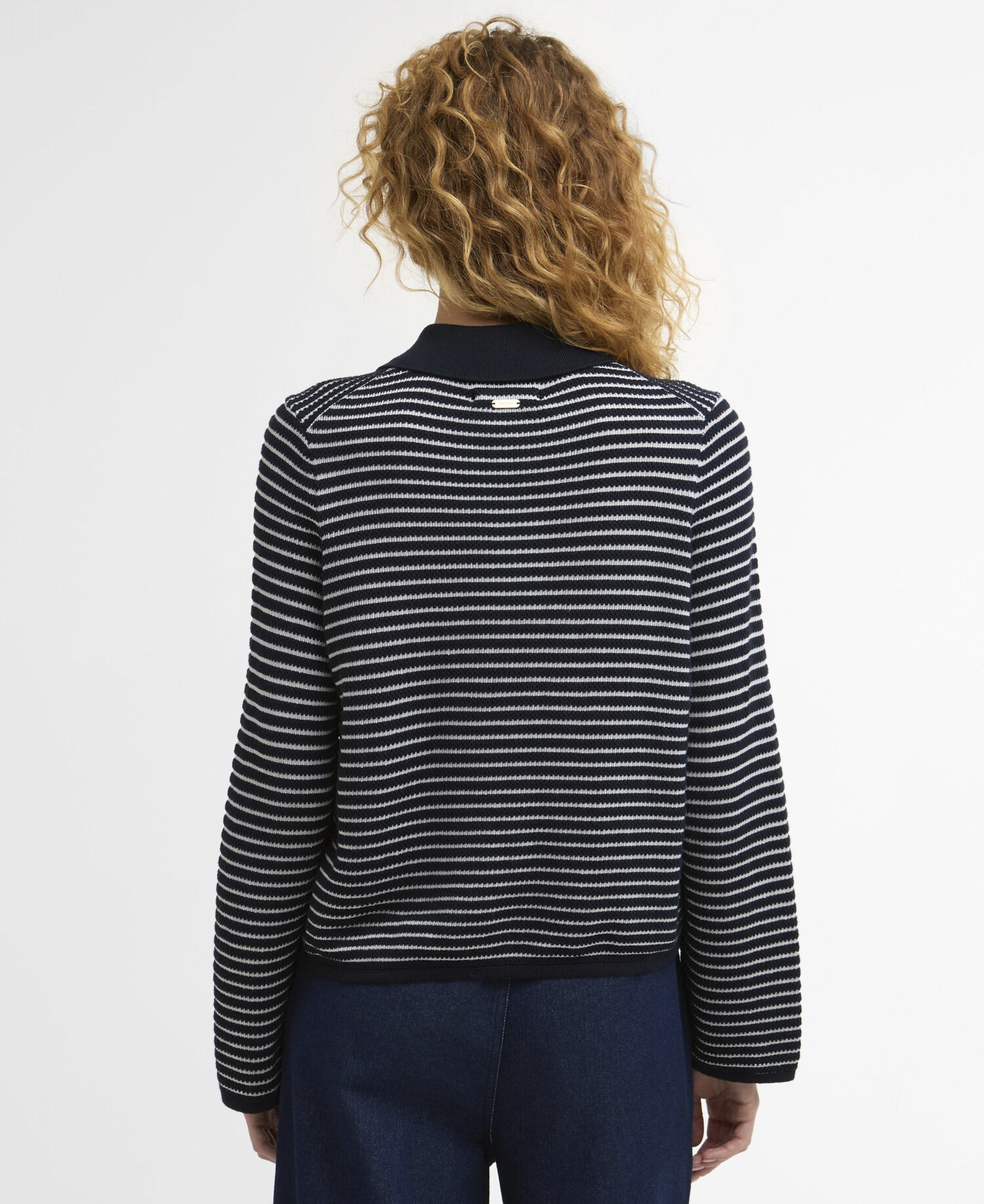 Inez Striped Collared Jumper Dark Navy Stripe