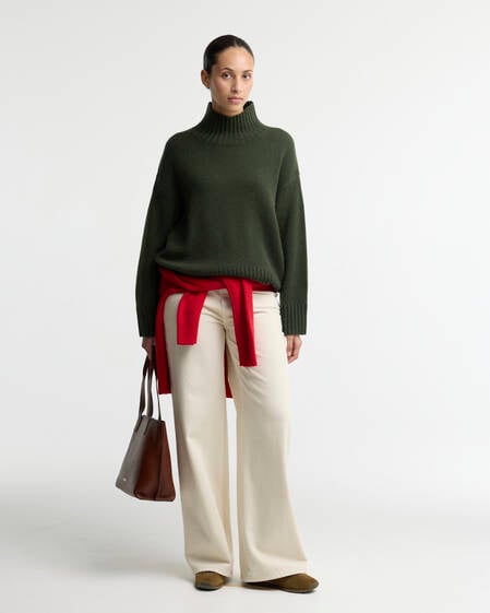 Barbour Pullover Woodhouse Funnel Neck aus Woll-Kaschmir-Mix Olive