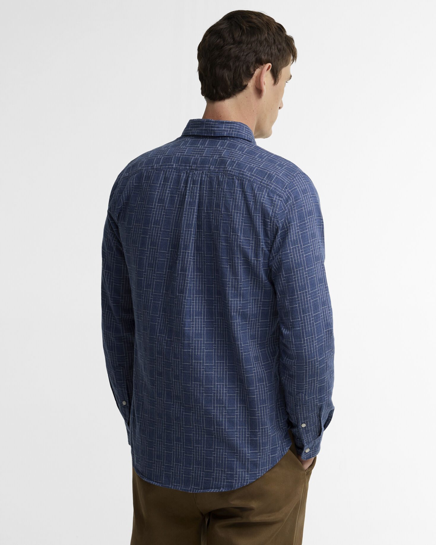 Lantern Tailored Check Long-Sleeved Shirt Navy