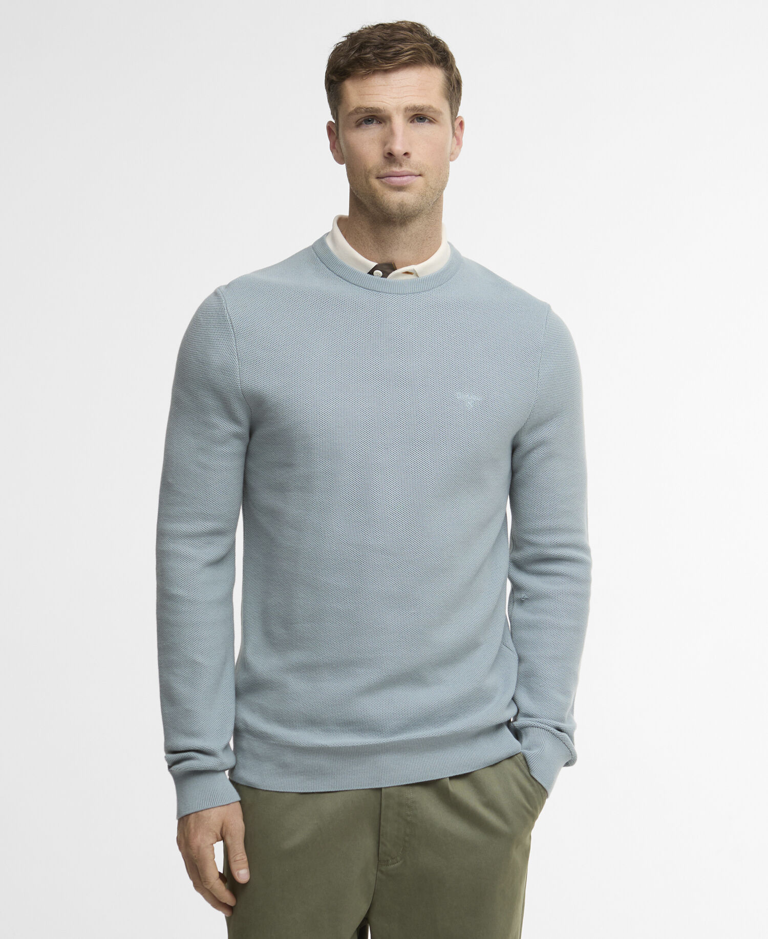Pullover Essential Honeycomb Rundhalsausschnitt Slate