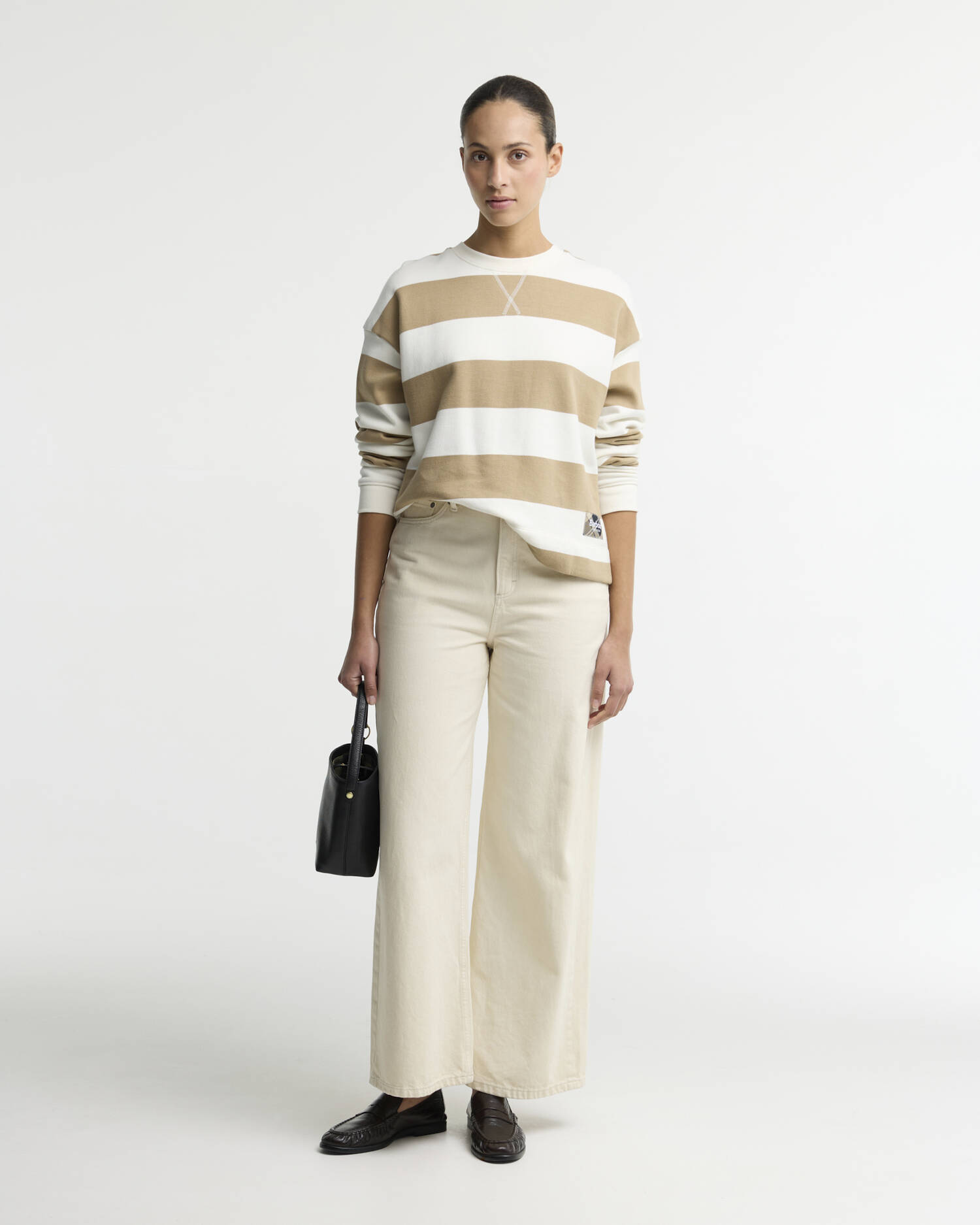 Eva Striped Sweatshirt Cloud/Warm Trench image number 1