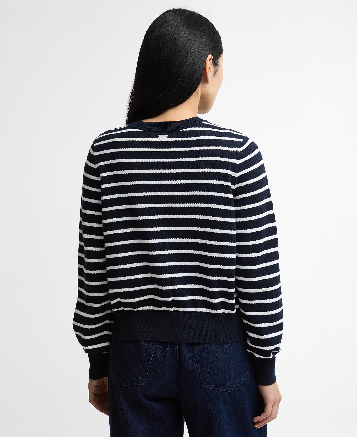 Baiton Striped Cardigan Dark Navy Stripe