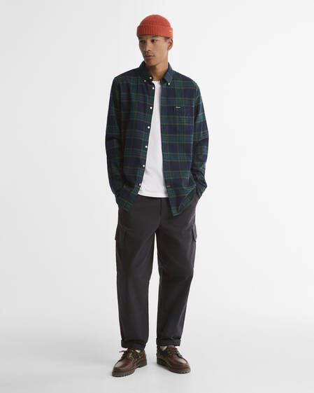 Portdown Tailored Long-Sleeved Shirt Dark Navy