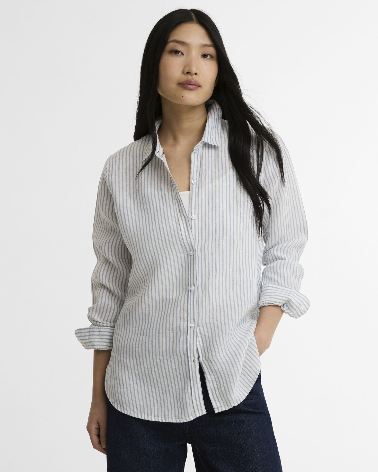 Bluse Marine Long-Sleeved Relaxed Chambray Stripe