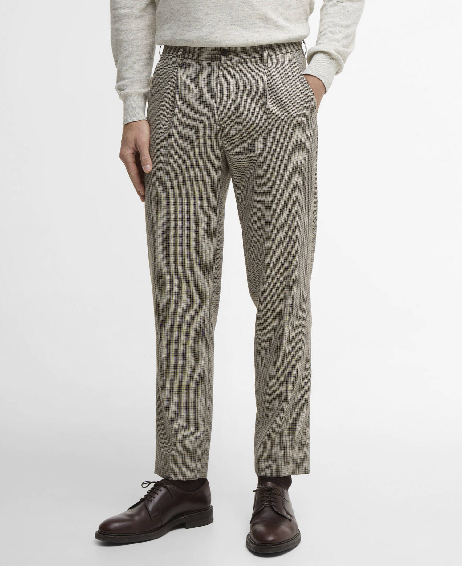 Pantaloni Forstone con motivo pied-de-poule Stone image number 1