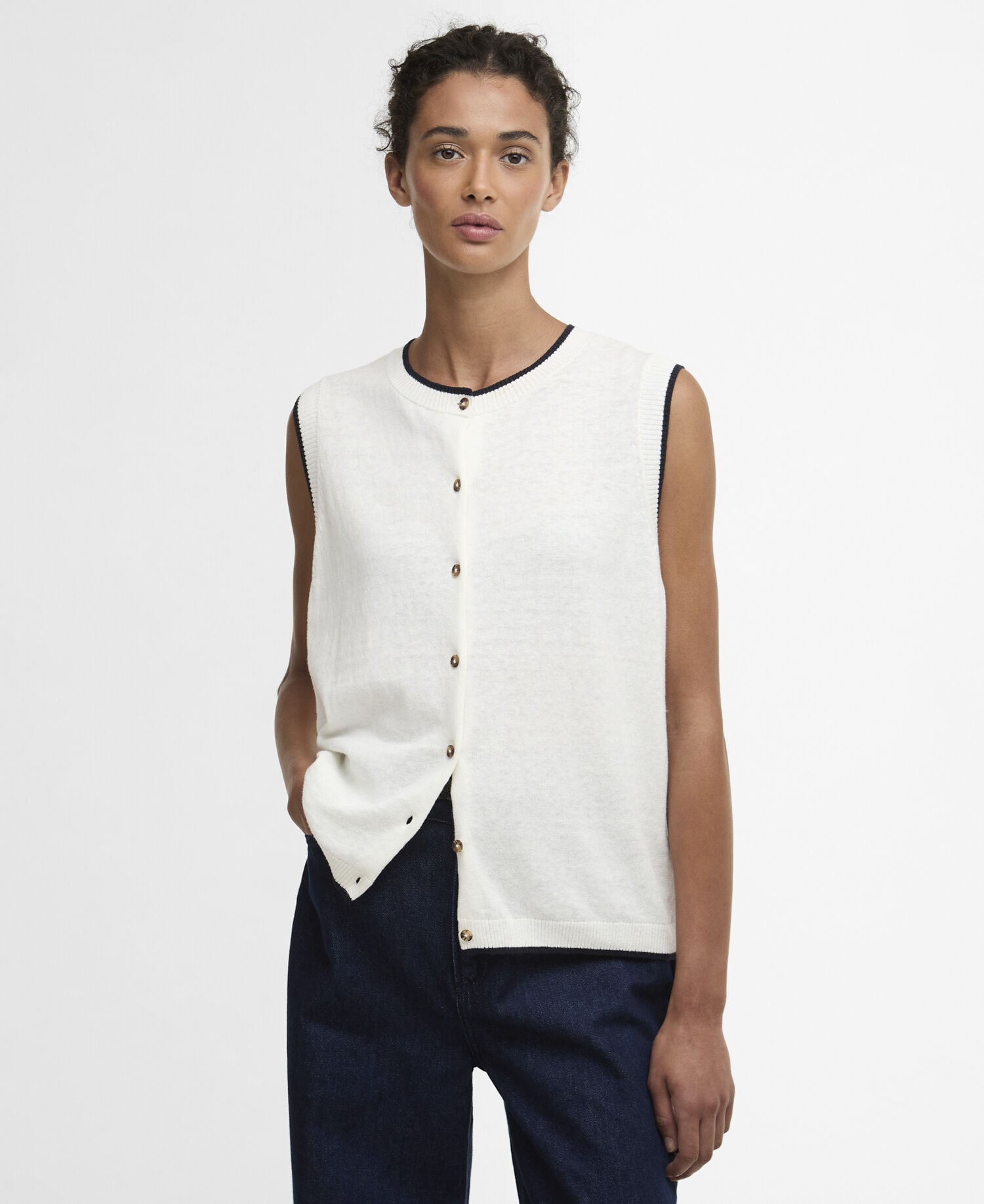 Maia Knitted Vest Cloud/Navy