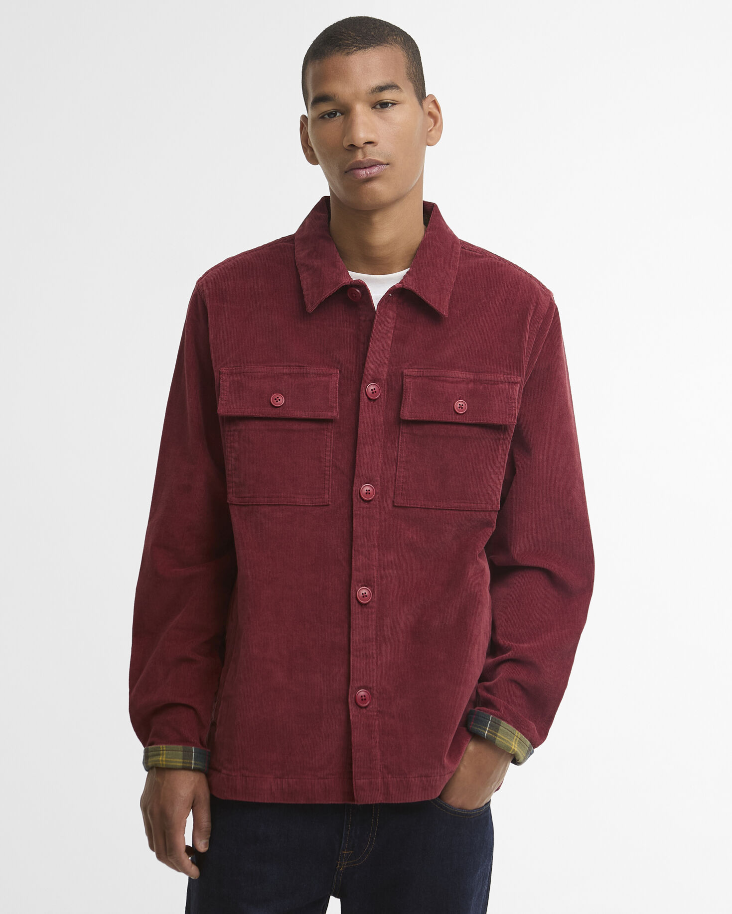 Barbour Cordovershirt Tartan Trimmed Russet Brown