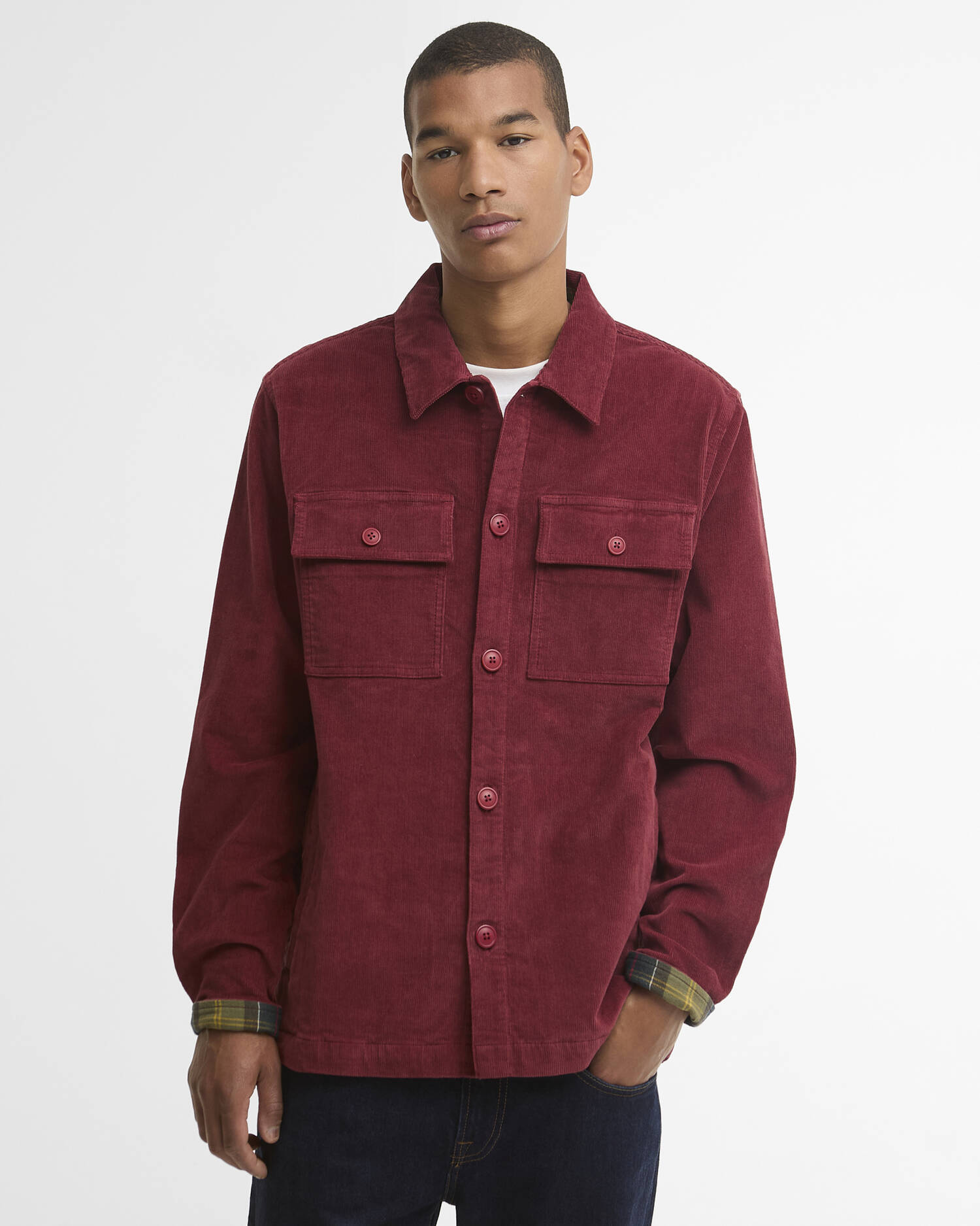 Barbour Cordovershirt Tartan Trimmed Russet Brown image number 0