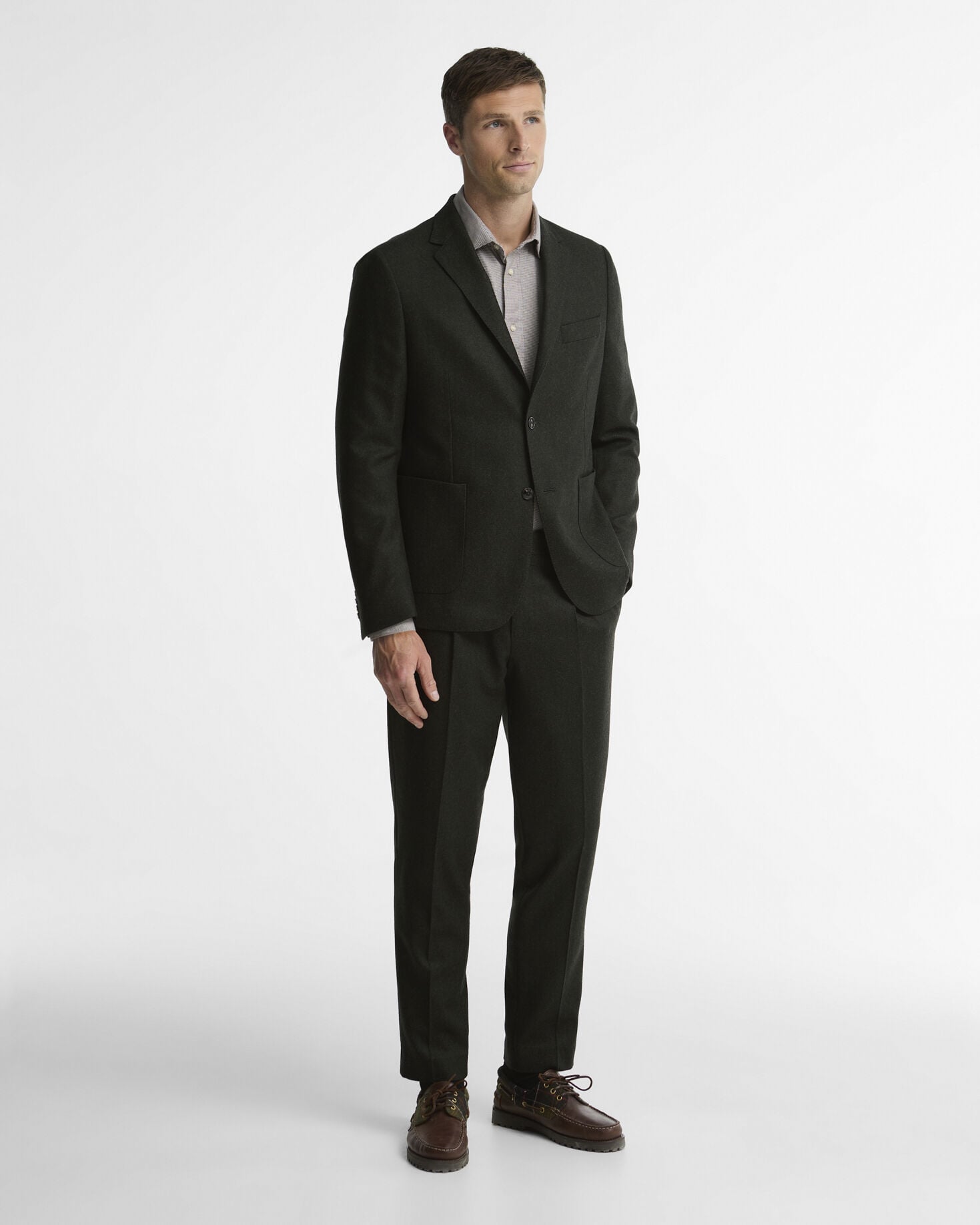 Fairford Herringbone Tailored Trousers Forest