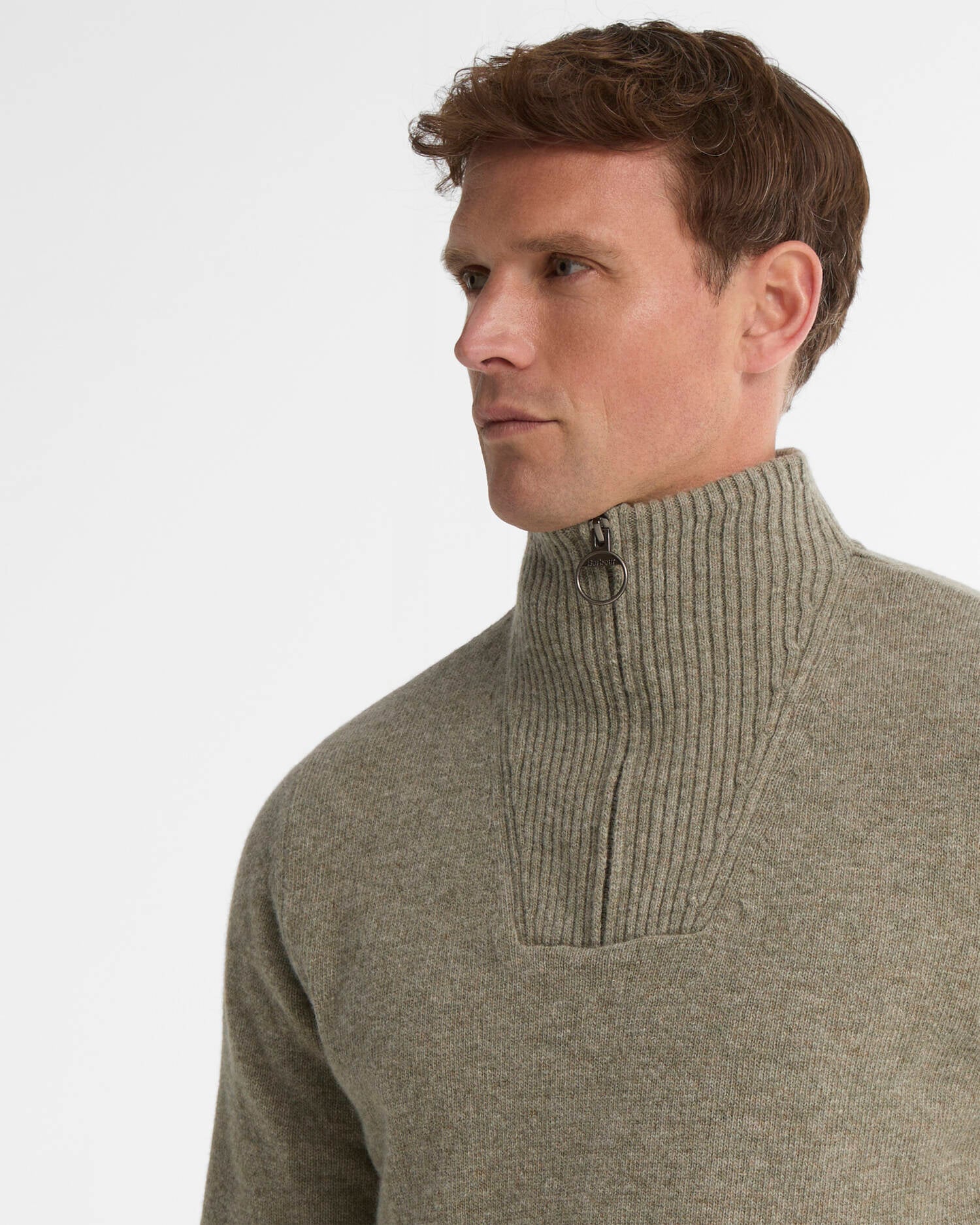Nelson Essential Quarter-Zip Jumper Shadow Green image number 3
