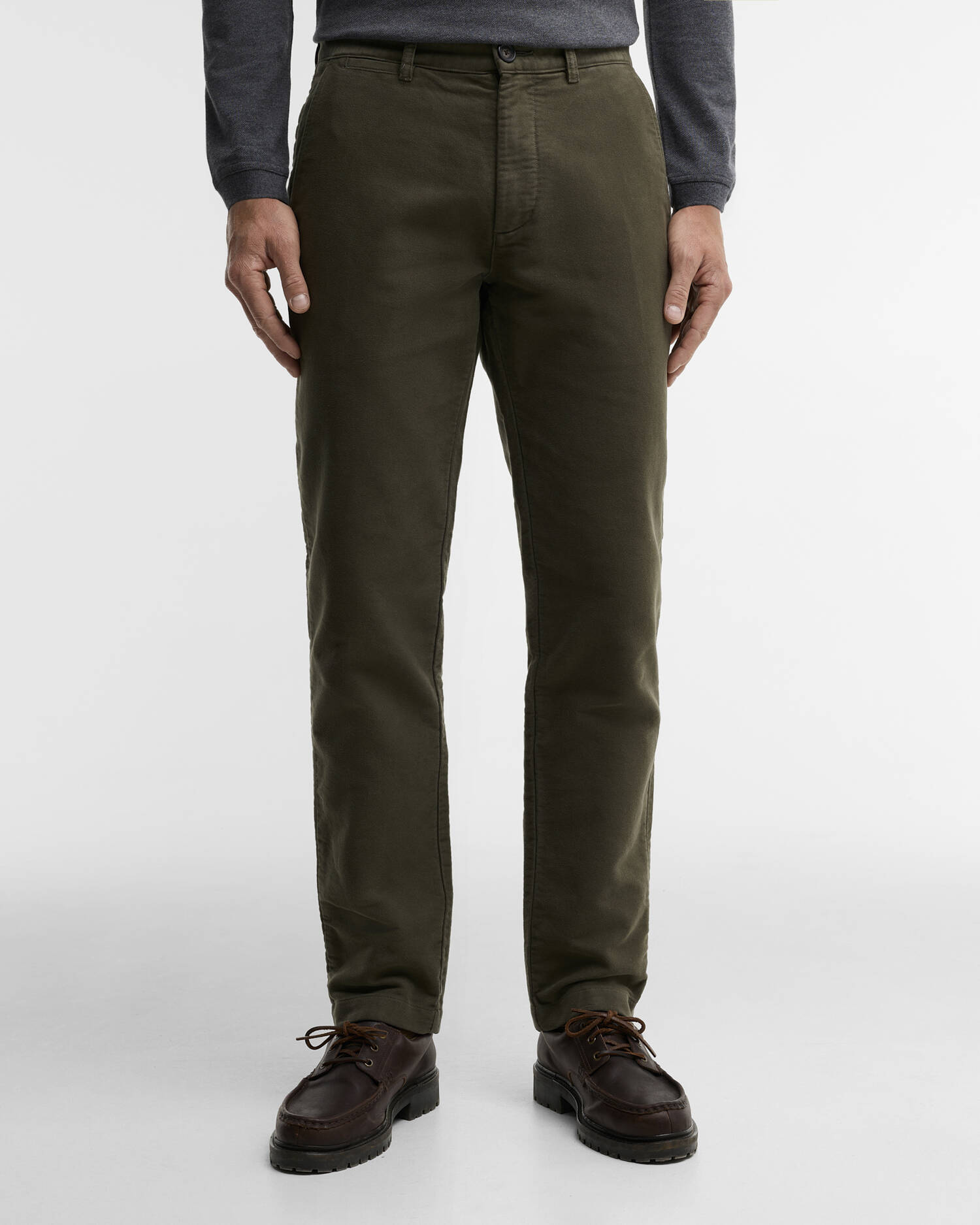 Moleskin Tailored Trousers Dark Olive image number 1
