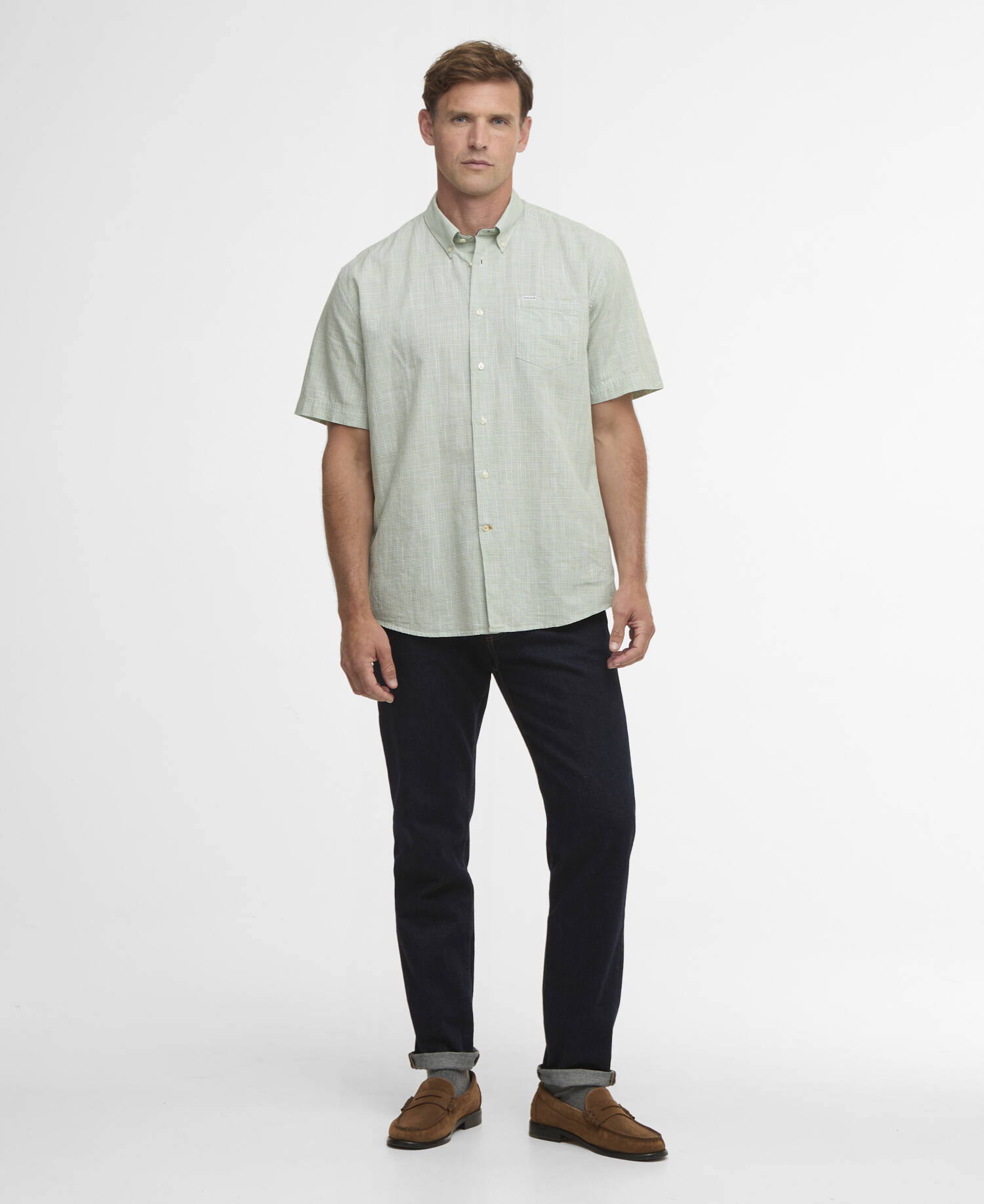 Fleming Linen Blend Regular Short-Sleeved Shirt Loden Green image number 1