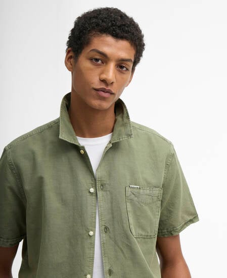 Kurzarmhemd Landkey Overdyed Regular Olive