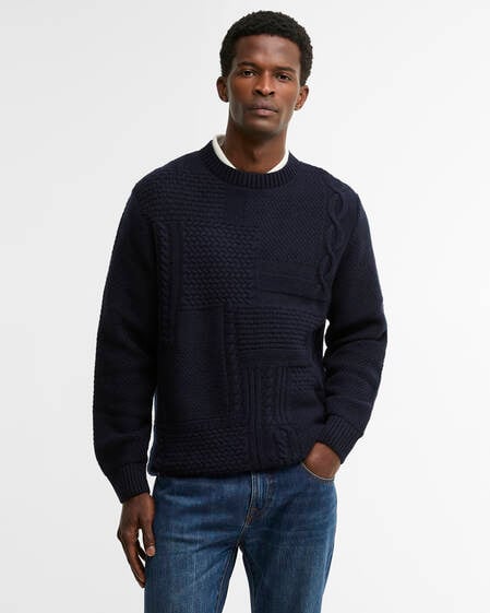 Casey Cable-Knit Crew Neck Jumper Navy