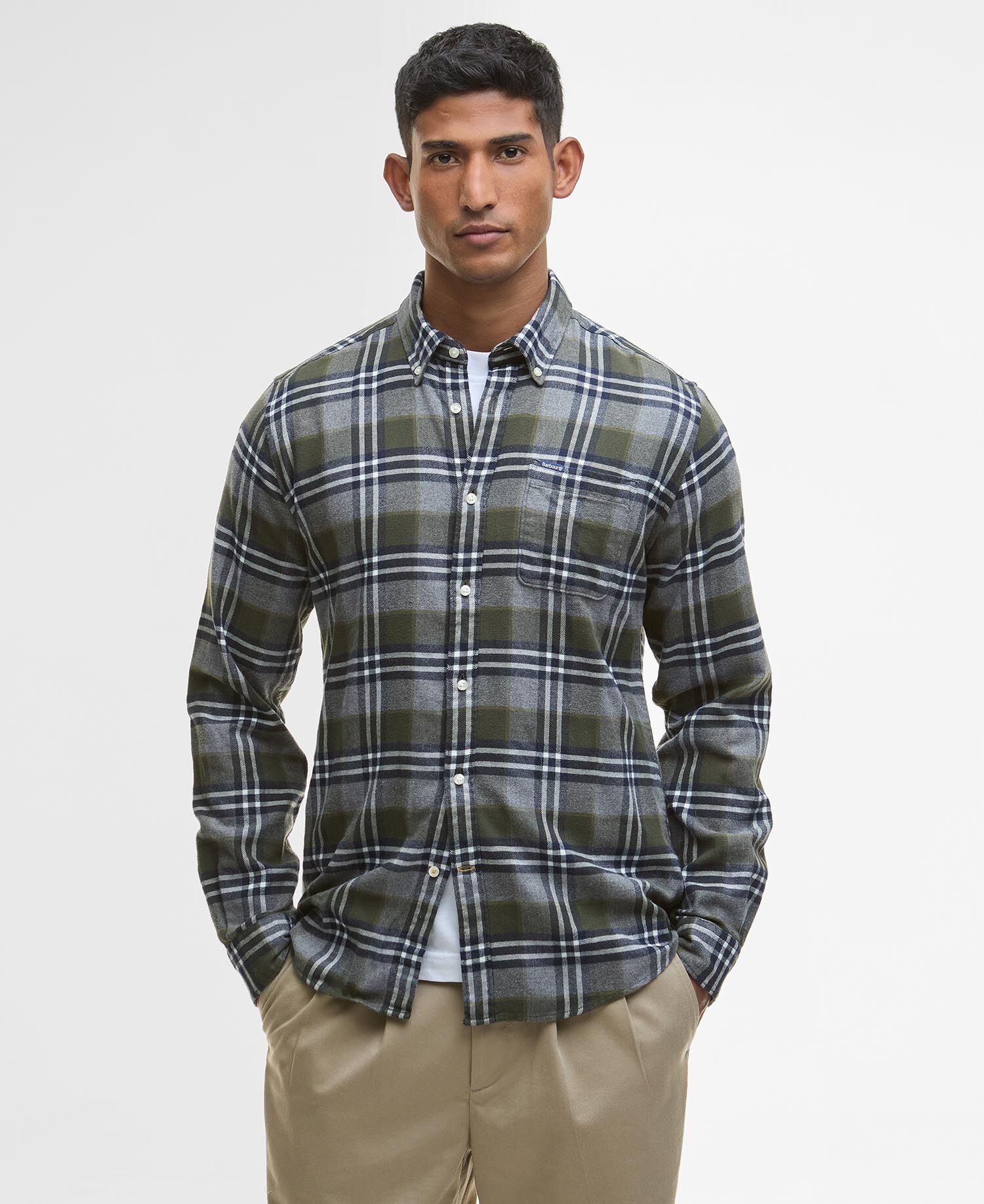 Camicia Fallbay a maniche lunghe dalla vestibilit&agrave; leggermente aderente Mid Grey Marl