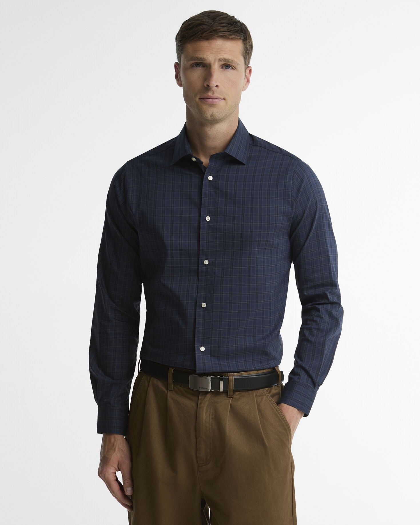 Harleton Tartan Tailored Long-Sleeved Shirt Midnight Loch