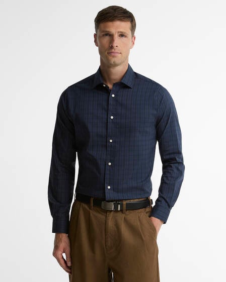 Harleton Tartan Tailored Long-Sleeved Shirt Midnight Loch