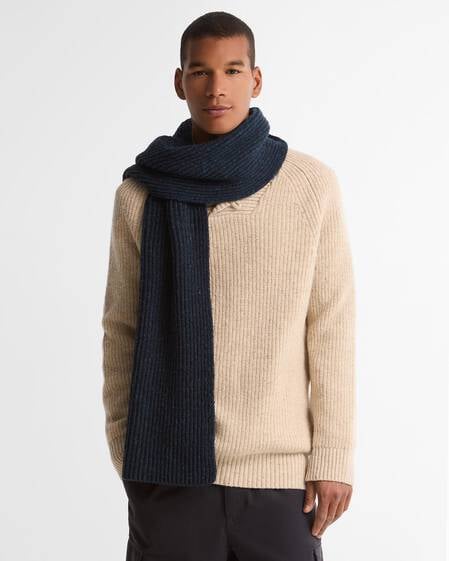 Scottish Donegal Tweed Scarf Navy
