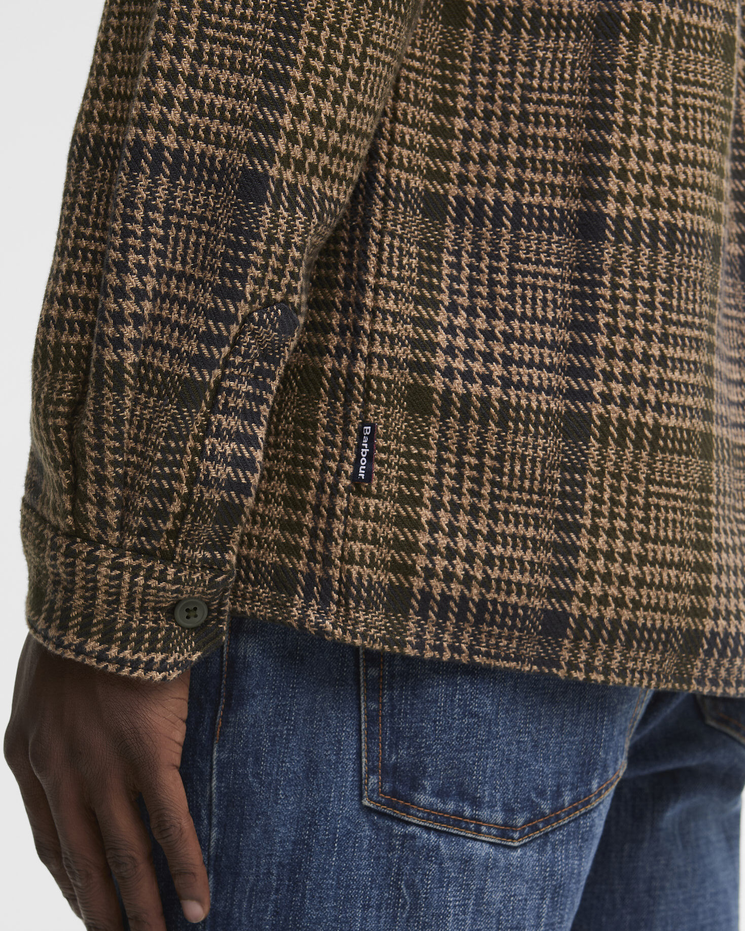 Barbour Hemd Millom Houndstooth Relaxed Fit Olive
