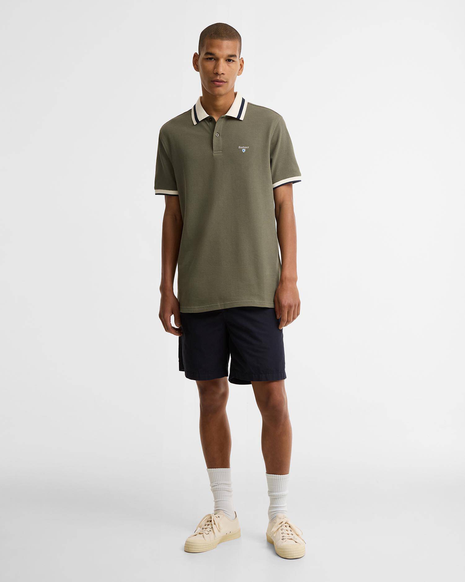 Anthorn Textured Tailored Polo Shirt Dusty Olive image number 1