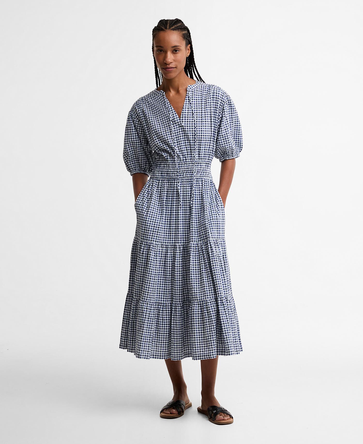 Ashwell Gingham Tiered Midi Dress Multi Gingham