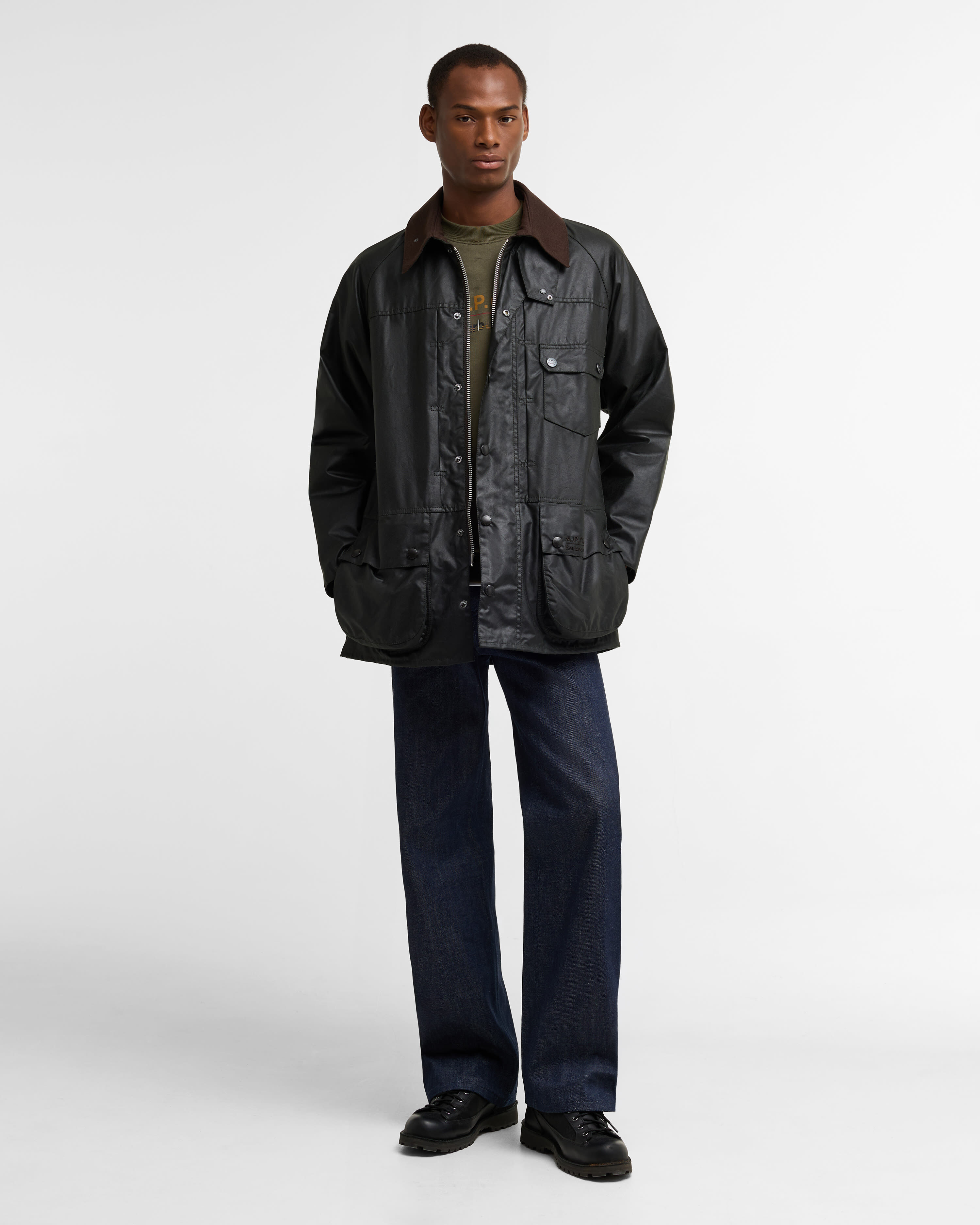 Barbour x A.P.C. Beaufort Waxed Jacket Dark Sage