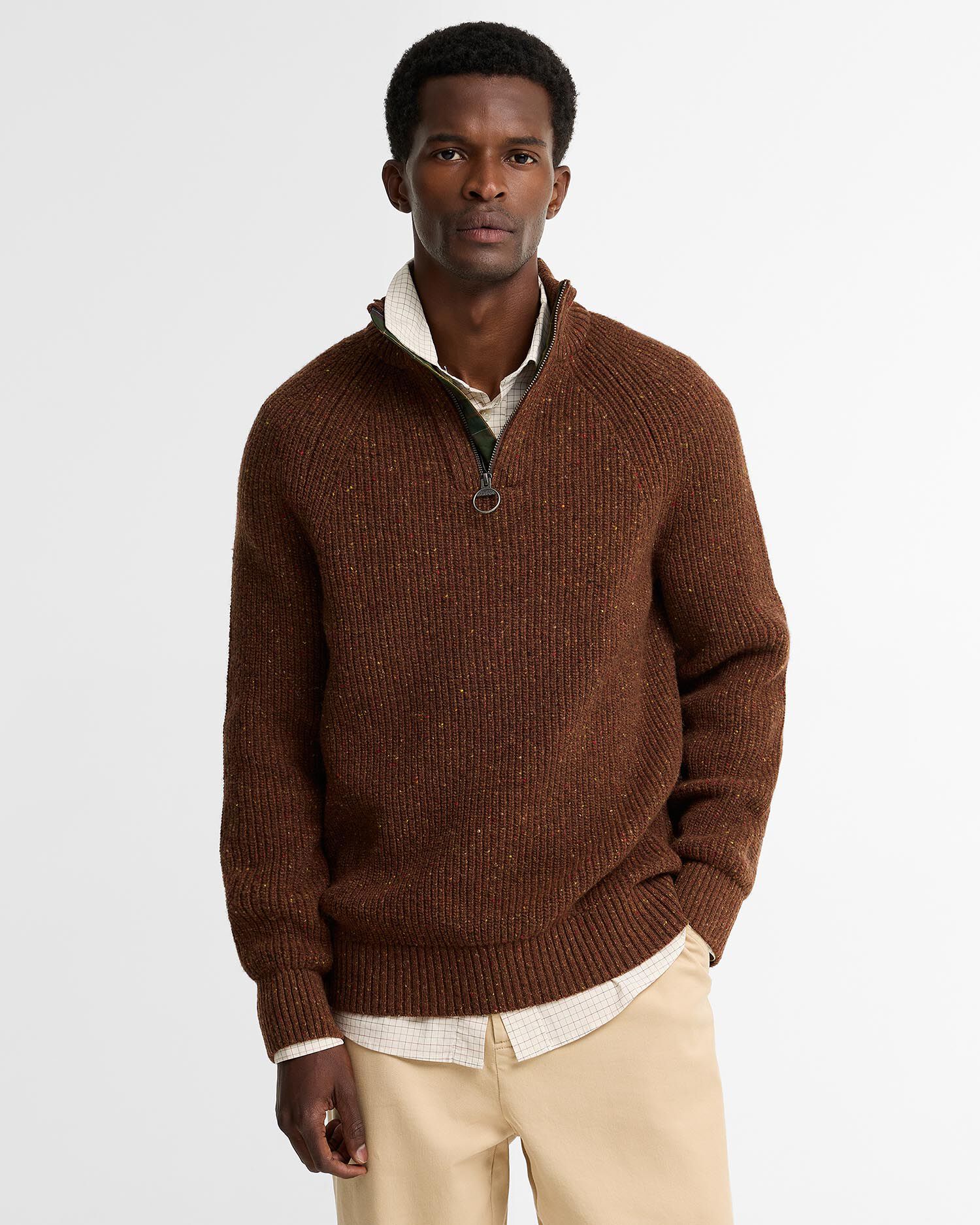Maglione con zip corta Essentials in lana screziata Bracken