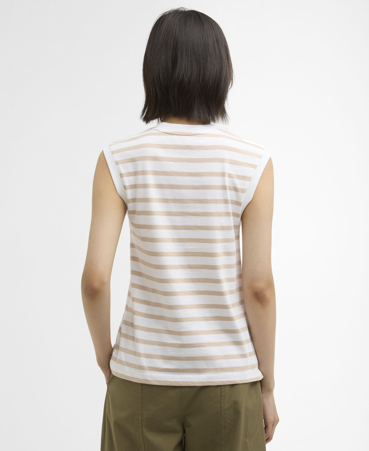Debbie Striped Sleeveless Top Pebble Pink Stripe