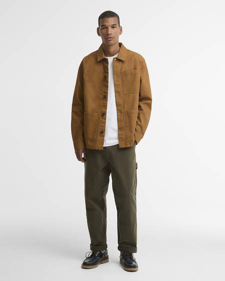 Barbour Overshirt Tartan Trimmed Washed Cinammon