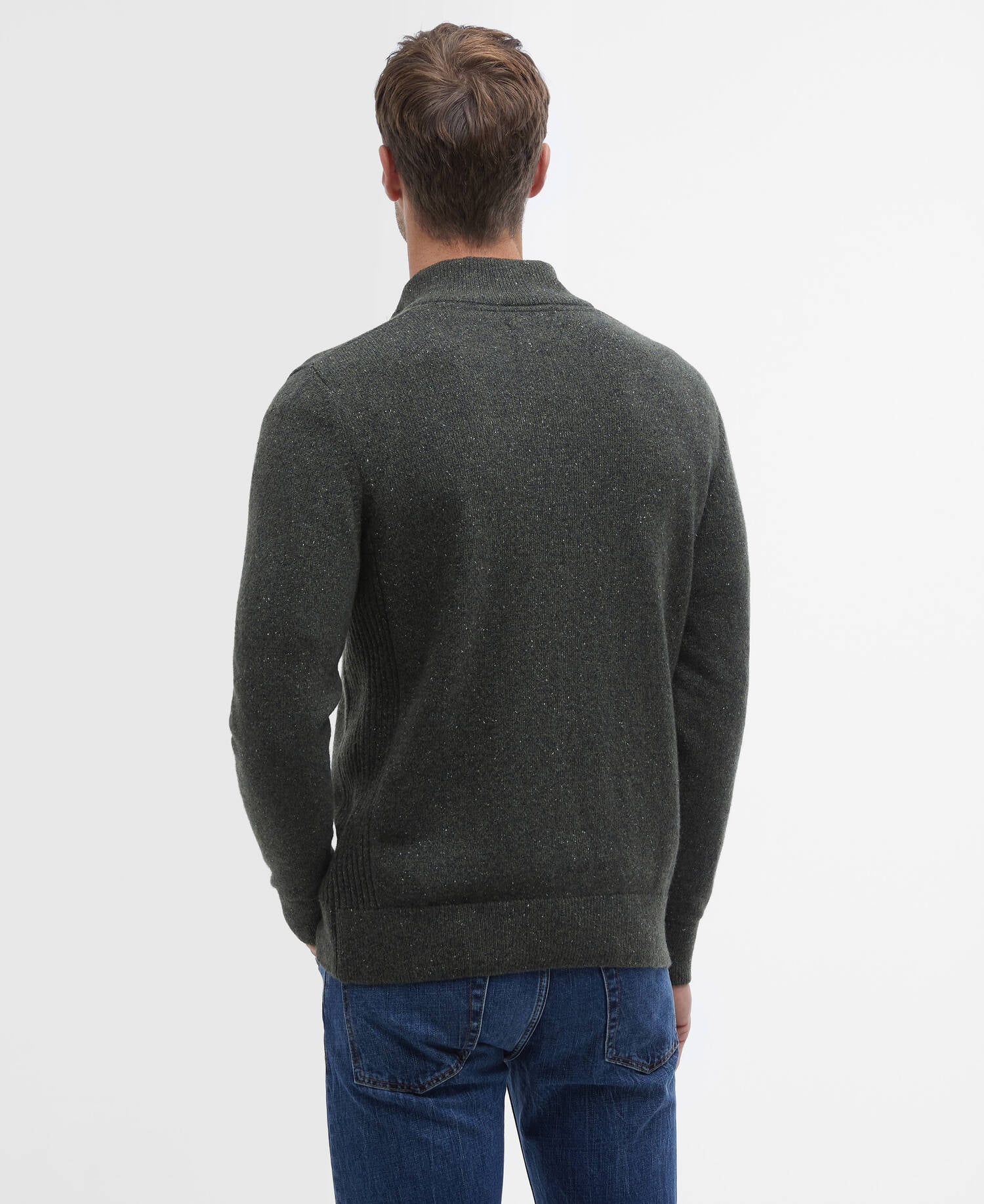 Essential Tisbury Quarter-Zip Jumper Dark Seaweed image number 2