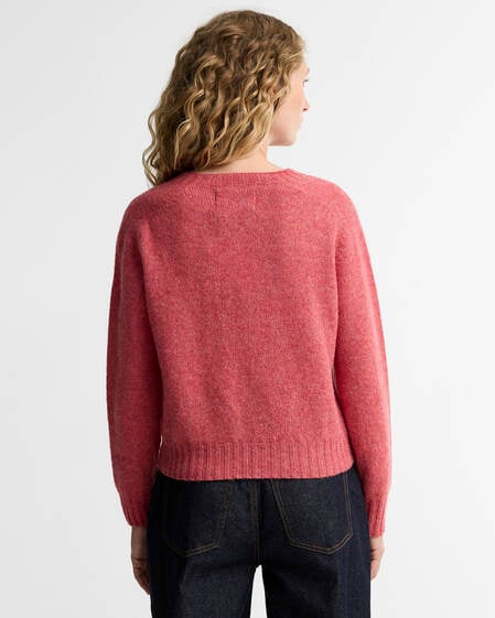 Scottish Made Dawn Wool Crew Neck Jumper Raspberry Red