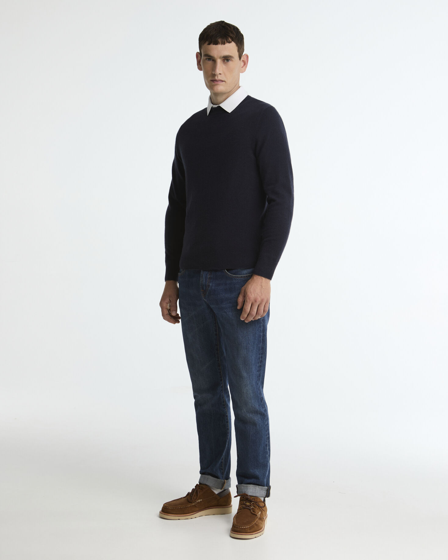 Barbour Kaschmirpullover Pure Rundhalsausschnitt Navy