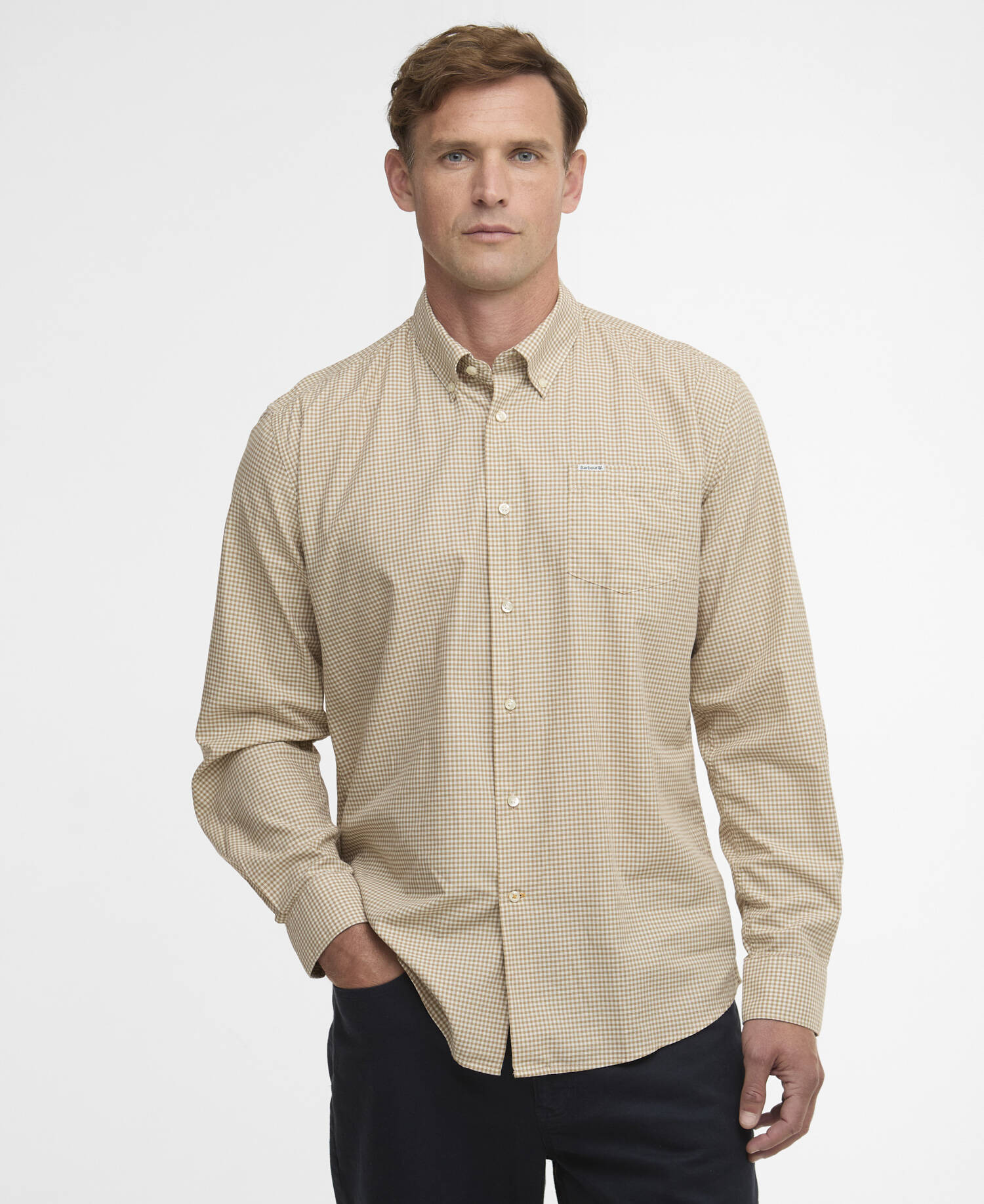 Camicia Finwell a maniche lunghe leggermente aderente Stone image number 0