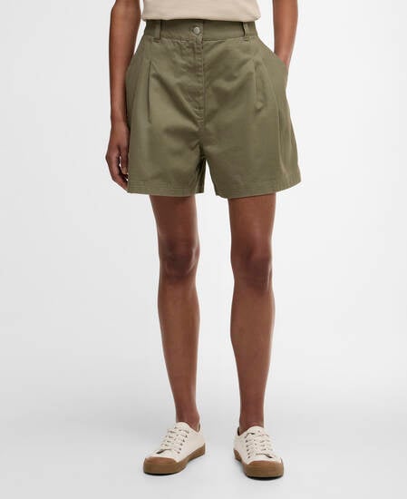 Fern Pleated Shorts Dusky Green