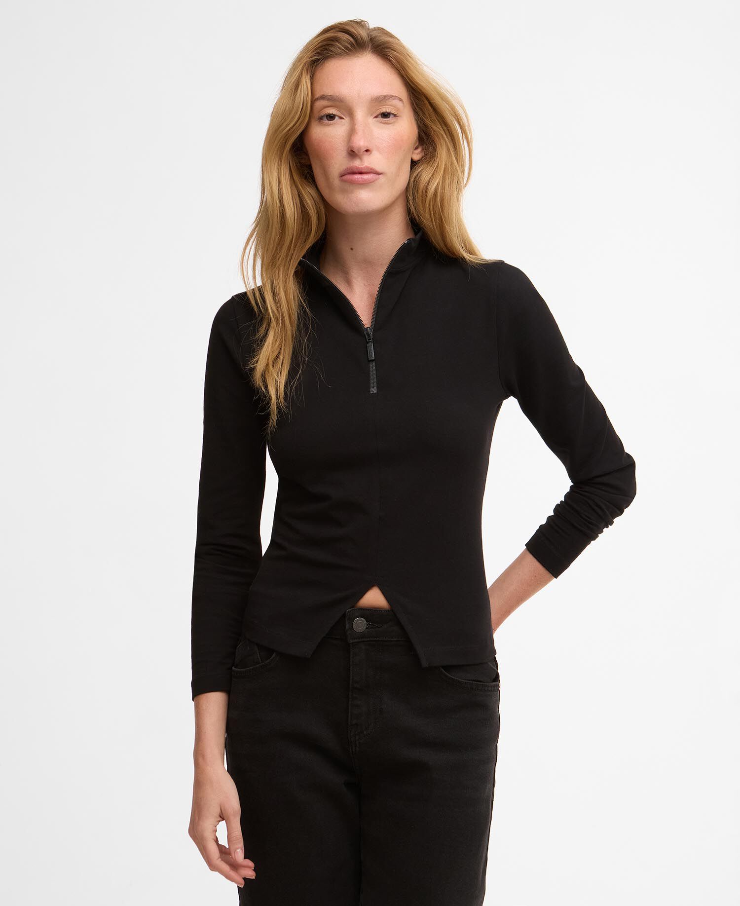 Top Dallas con zip corta Black