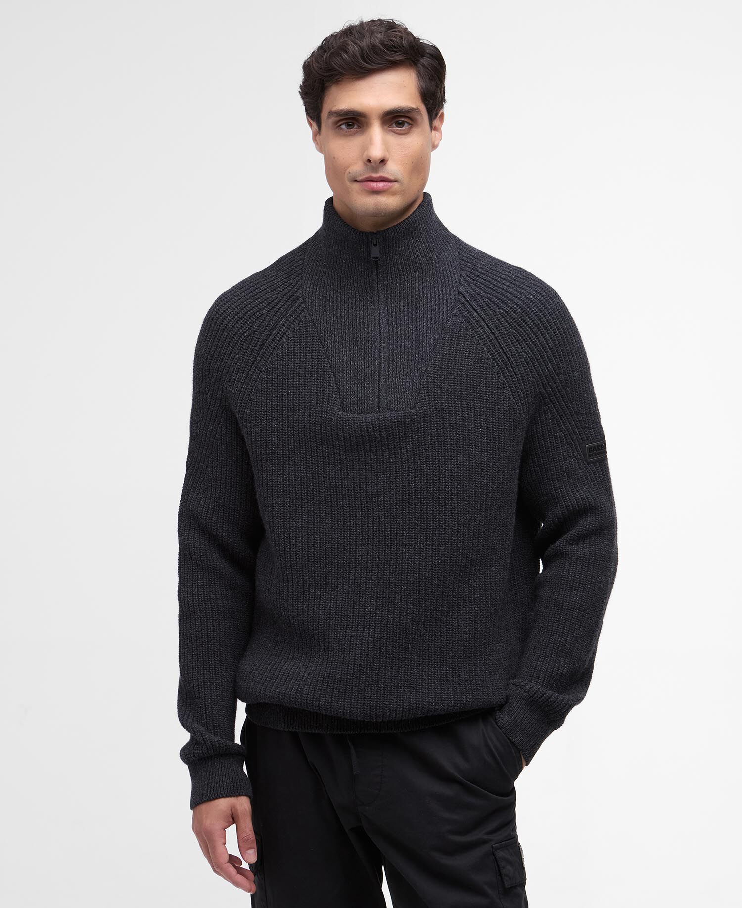 Maglione Chester con zip corta Charcoal Marl